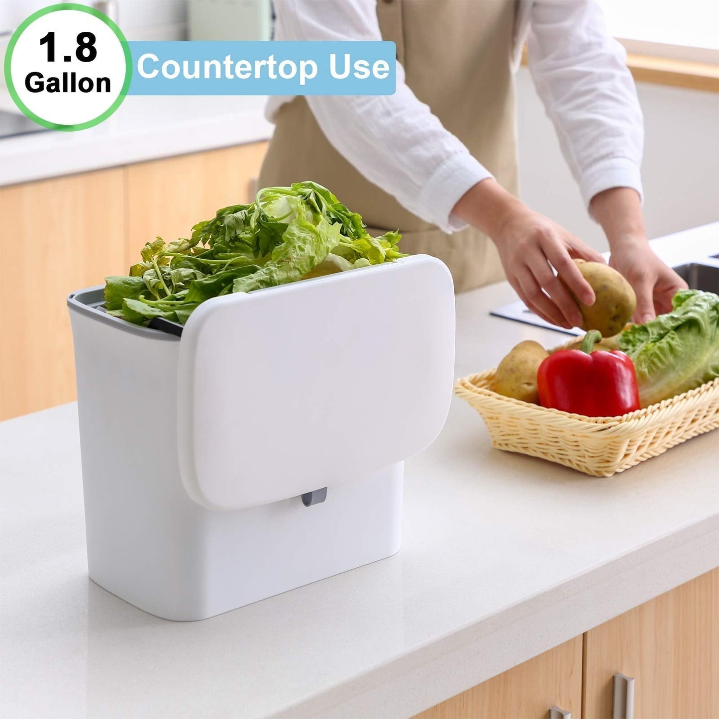 Wall-Mounted Bathroom Trash Can with Lid (No-Drill Design)