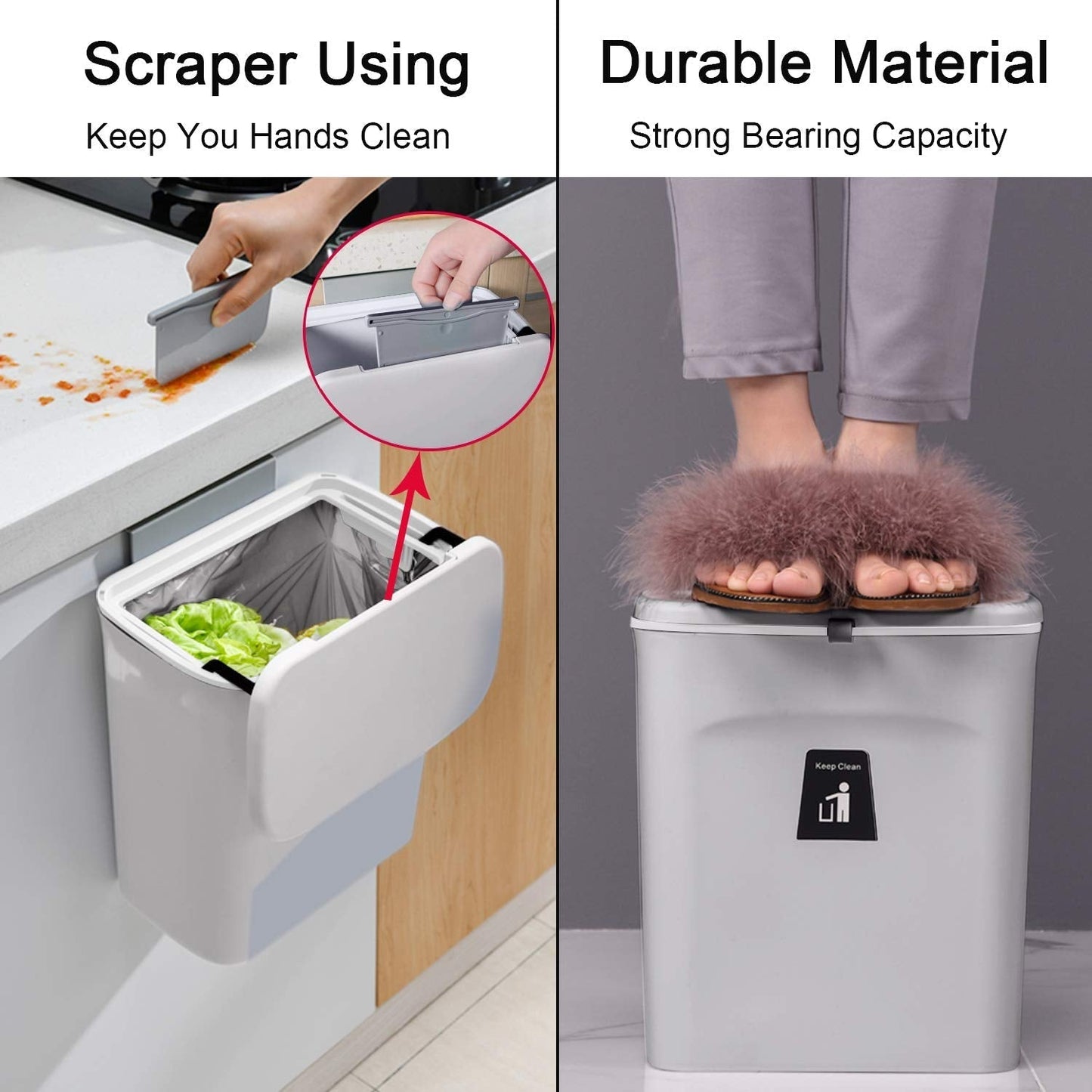 Wall-Mounted Bathroom Trash Can with Lid (No-Drill Design)