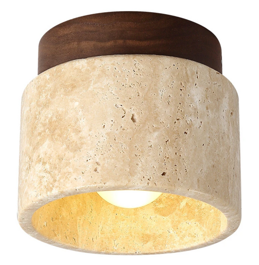 Japanese-Style Travertine Ceiling Light