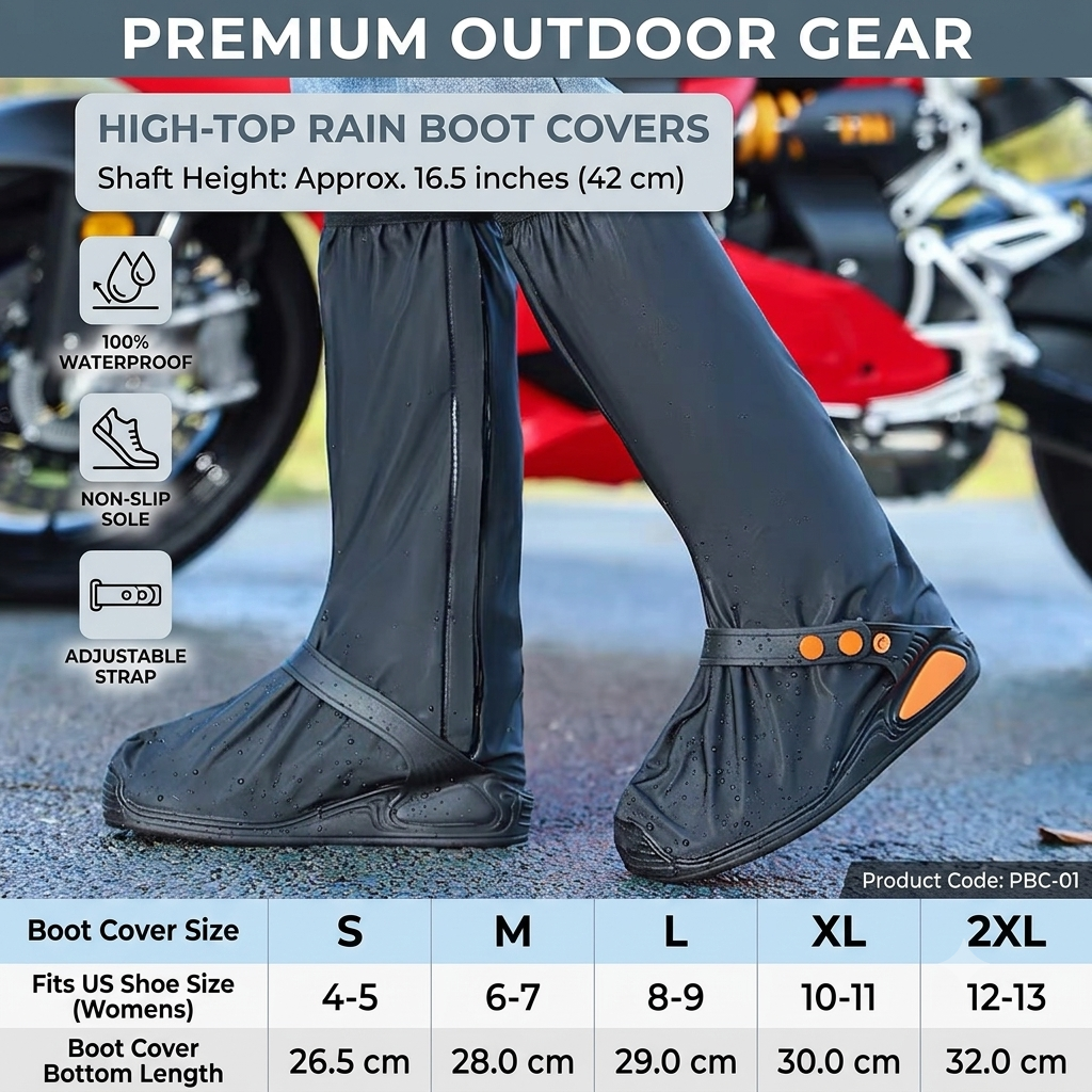 Reusable Waterproof Anti-Slip Rain Shoe Covers