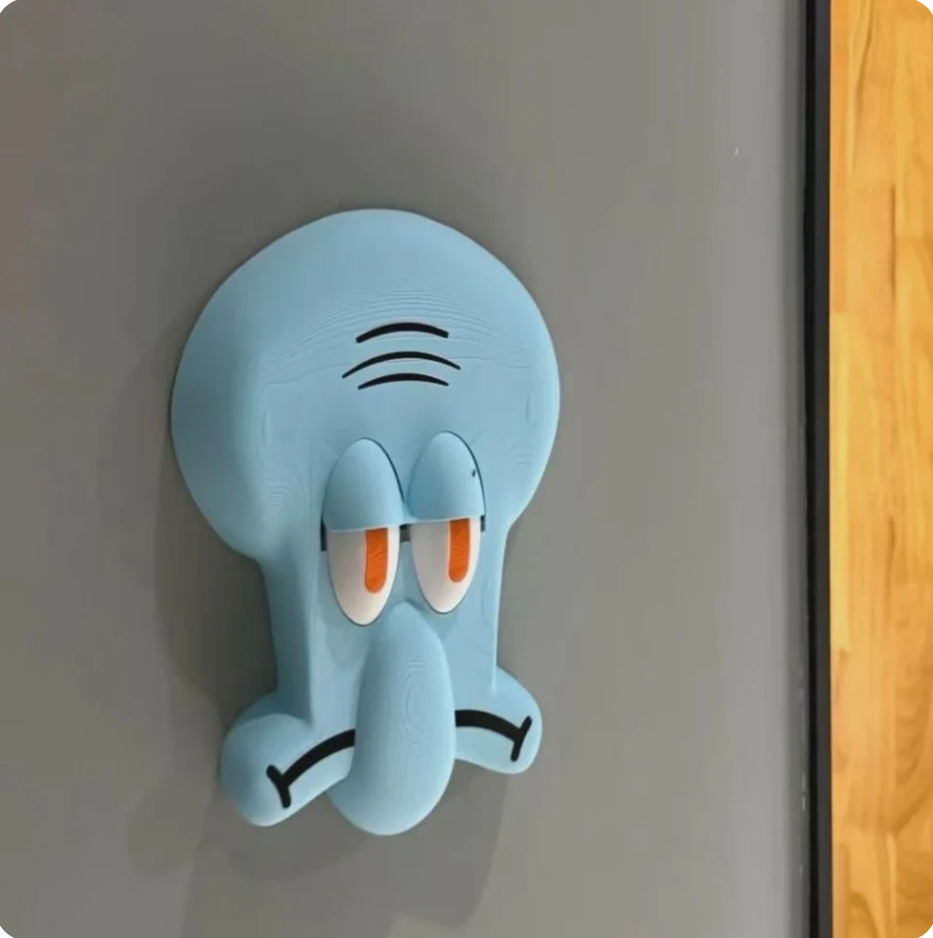 Interactive 3D Cartoon Light Switch Cover – Playful Square & Grumpy Blue Wall Decor