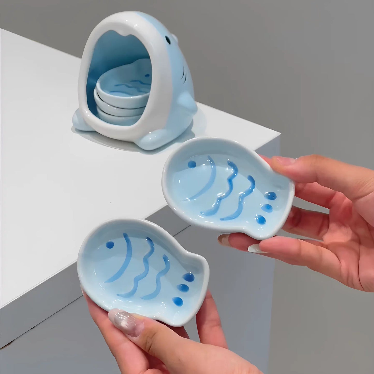 Cute Shark Ceramic Dipping Sauce Dish