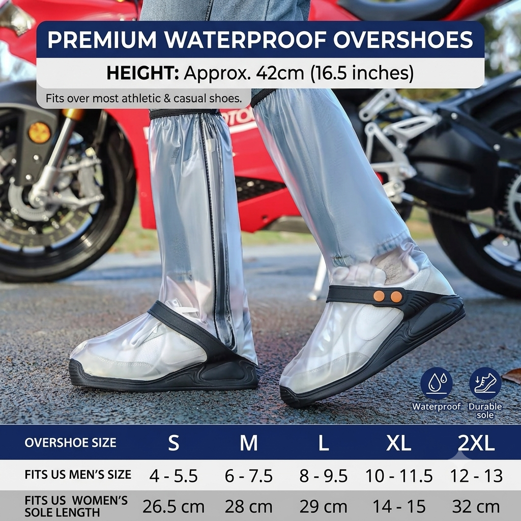 Reusable Waterproof Anti-Slip Rain Shoe Covers