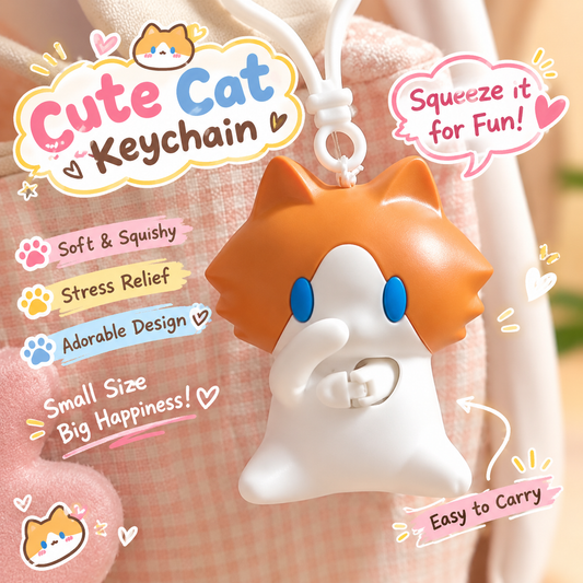 Cute Cat Stress-Relief Keychain