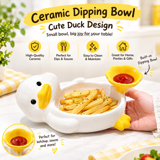 Cute Duck Ceramic Snack & Dipping Bowl
