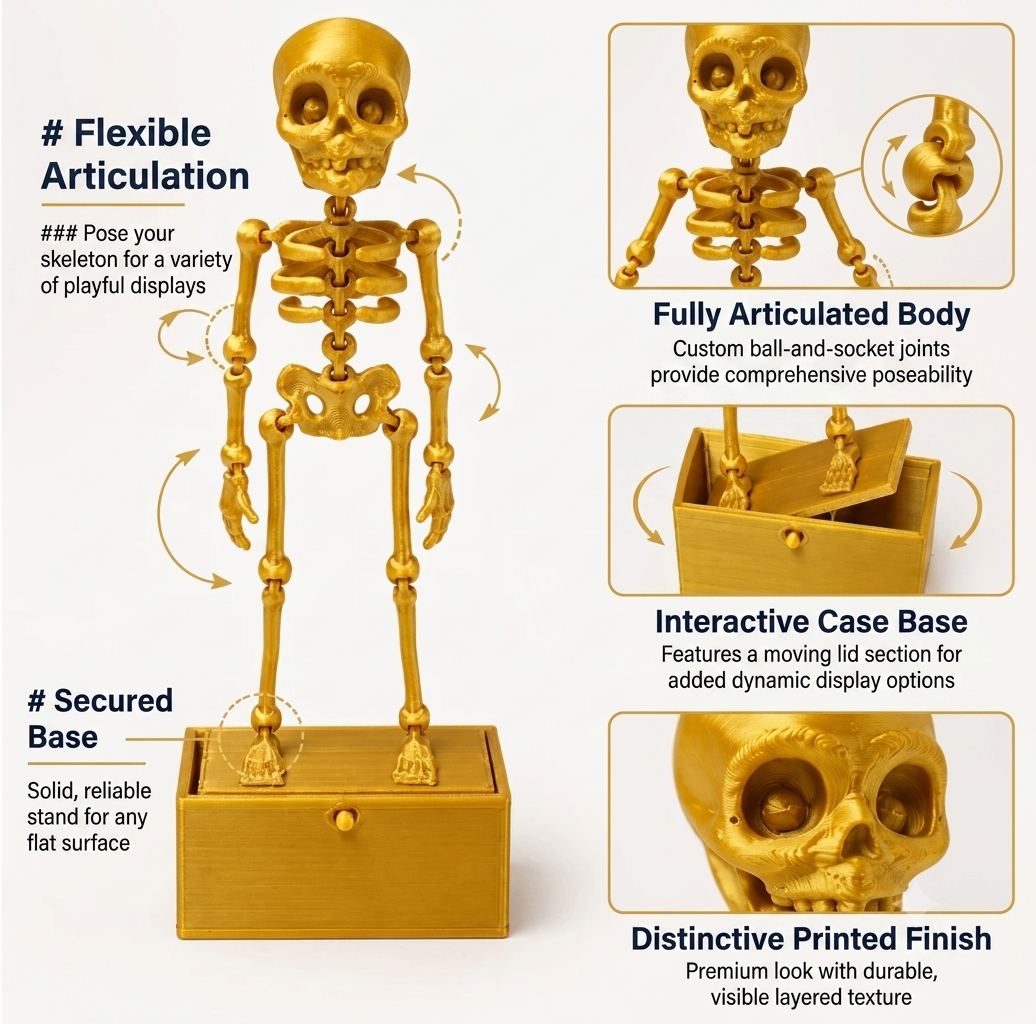 Articulated Skeleton Aquarium Ornament with Moving Base