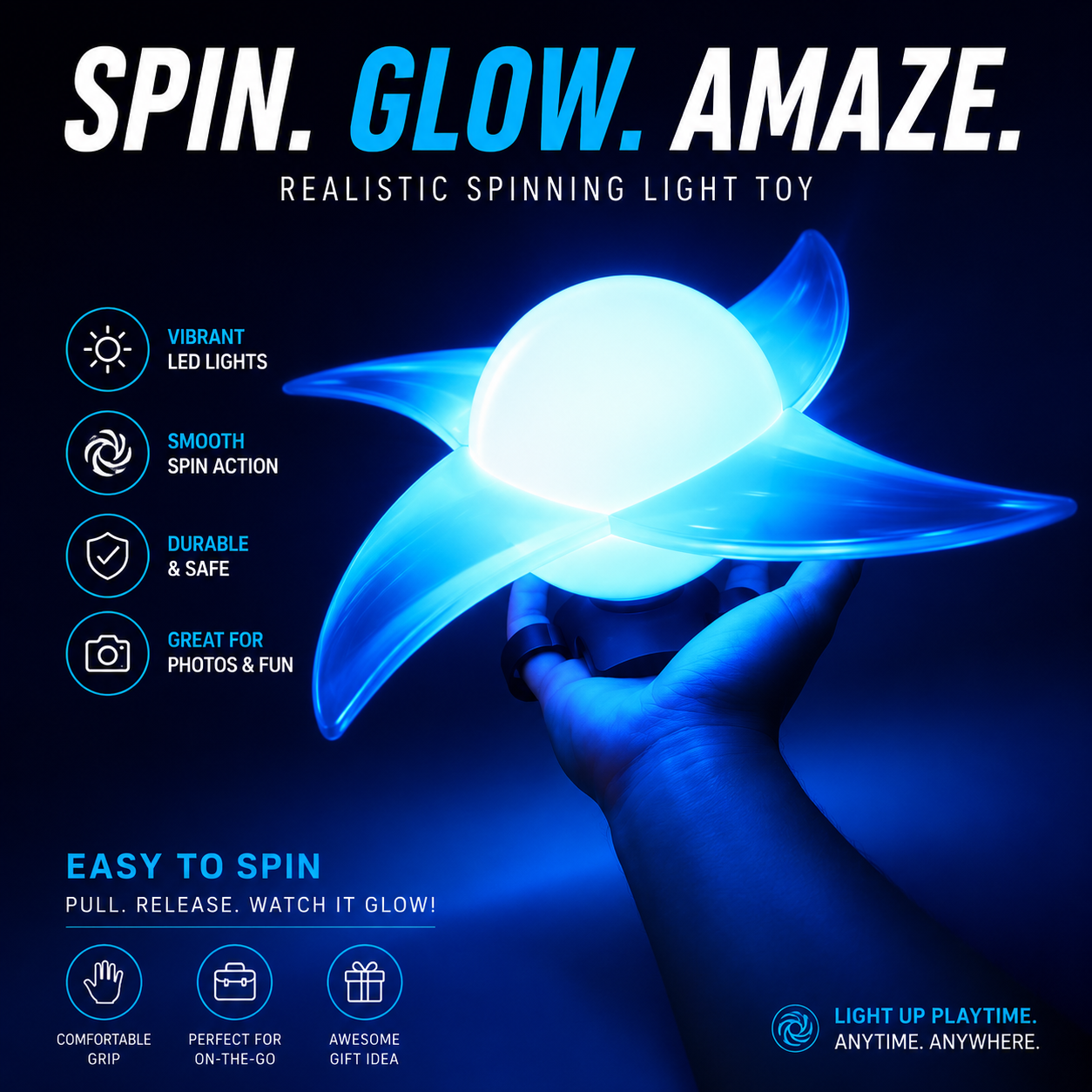 3D LED Spiral Glow Ball – Color-Changing Light-Up Fidget Toy for Kids & Teens