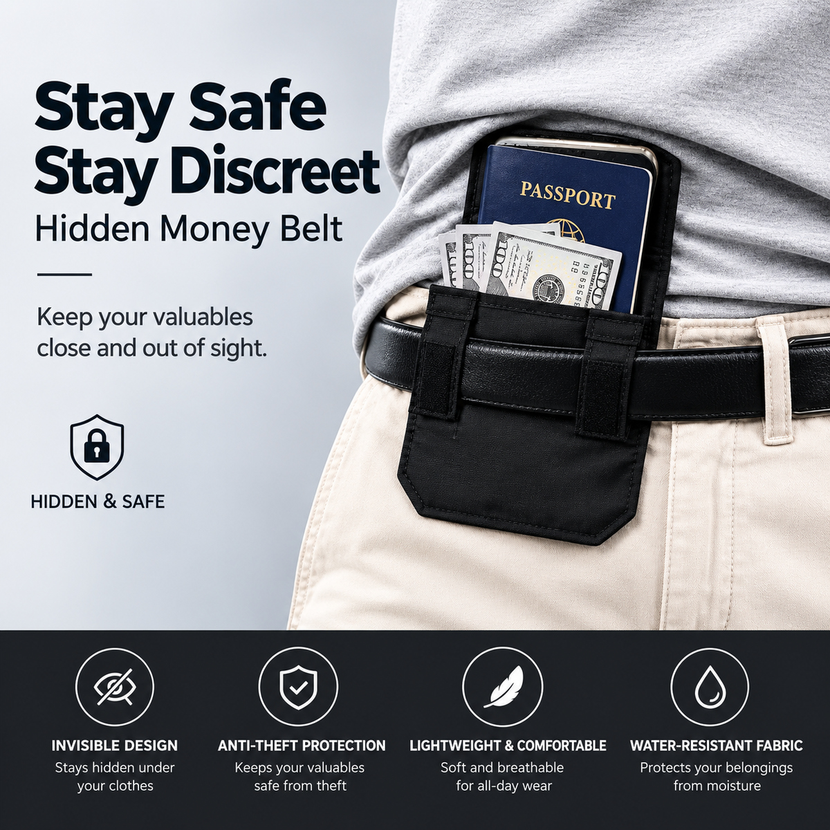 Belt-Worn Multi-Functional Travel Pouch