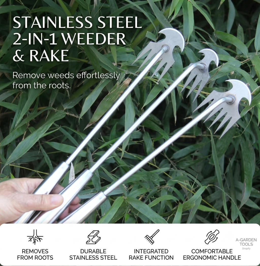 Stainless Steel 4-Tooth Weeding Hoe