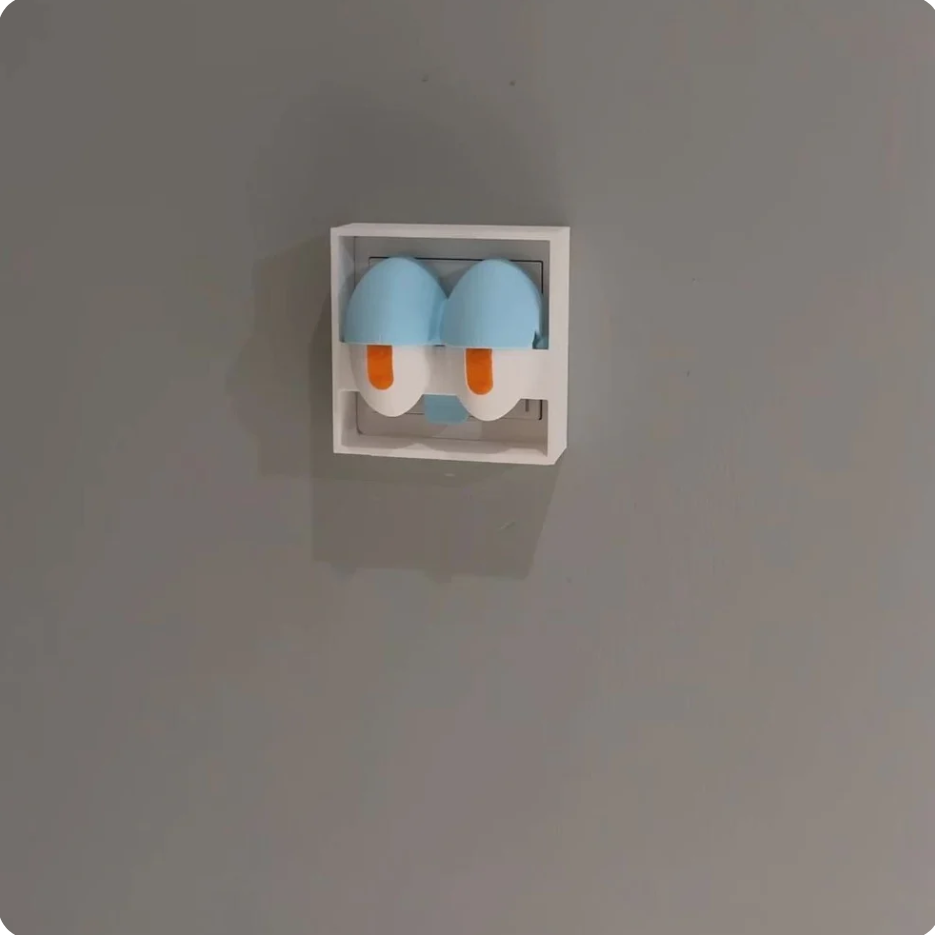 Interactive 3D Cartoon Light Switch Cover – Playful Square & Grumpy Blue Wall Decor