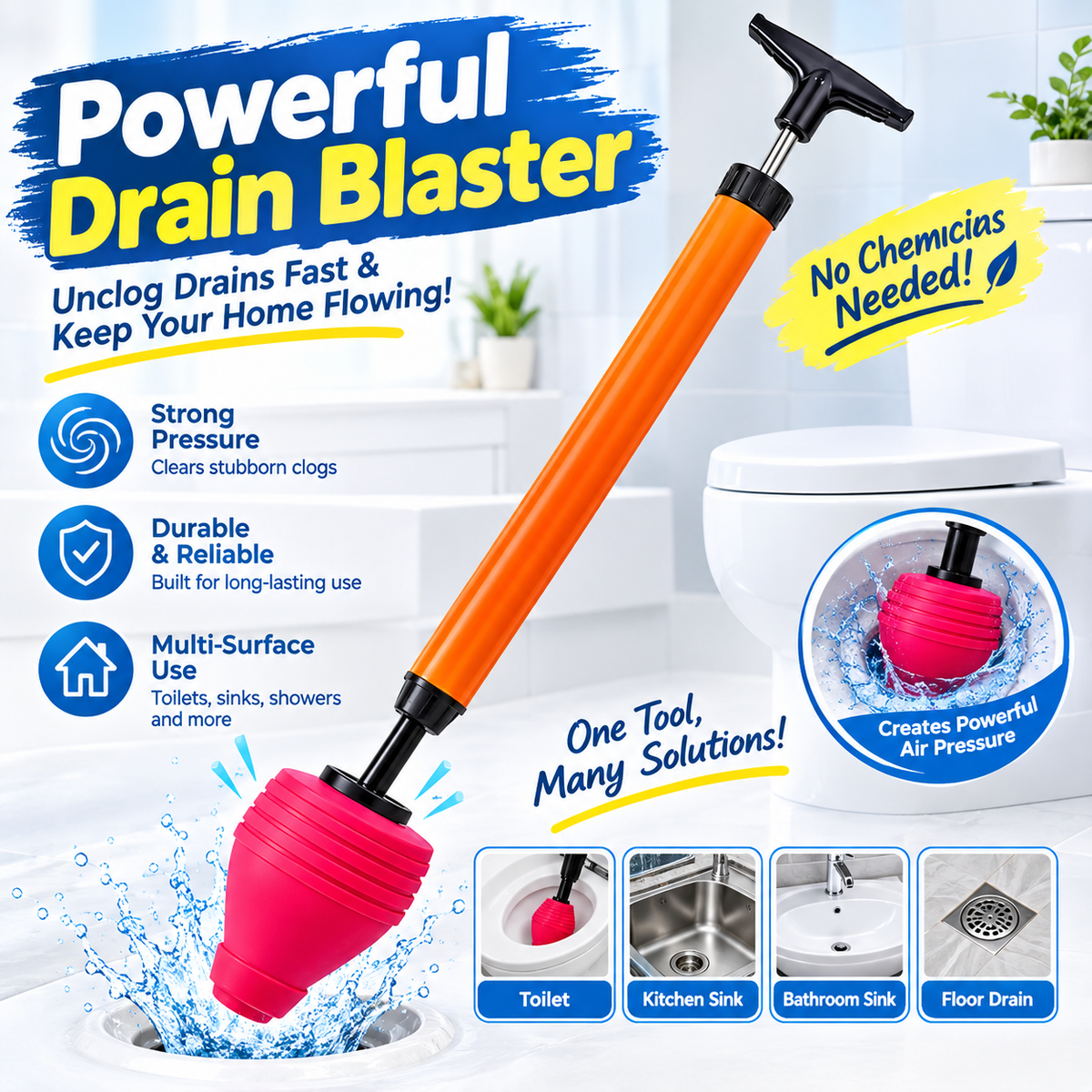 High-Pressure Toilet & Drain Unclogger