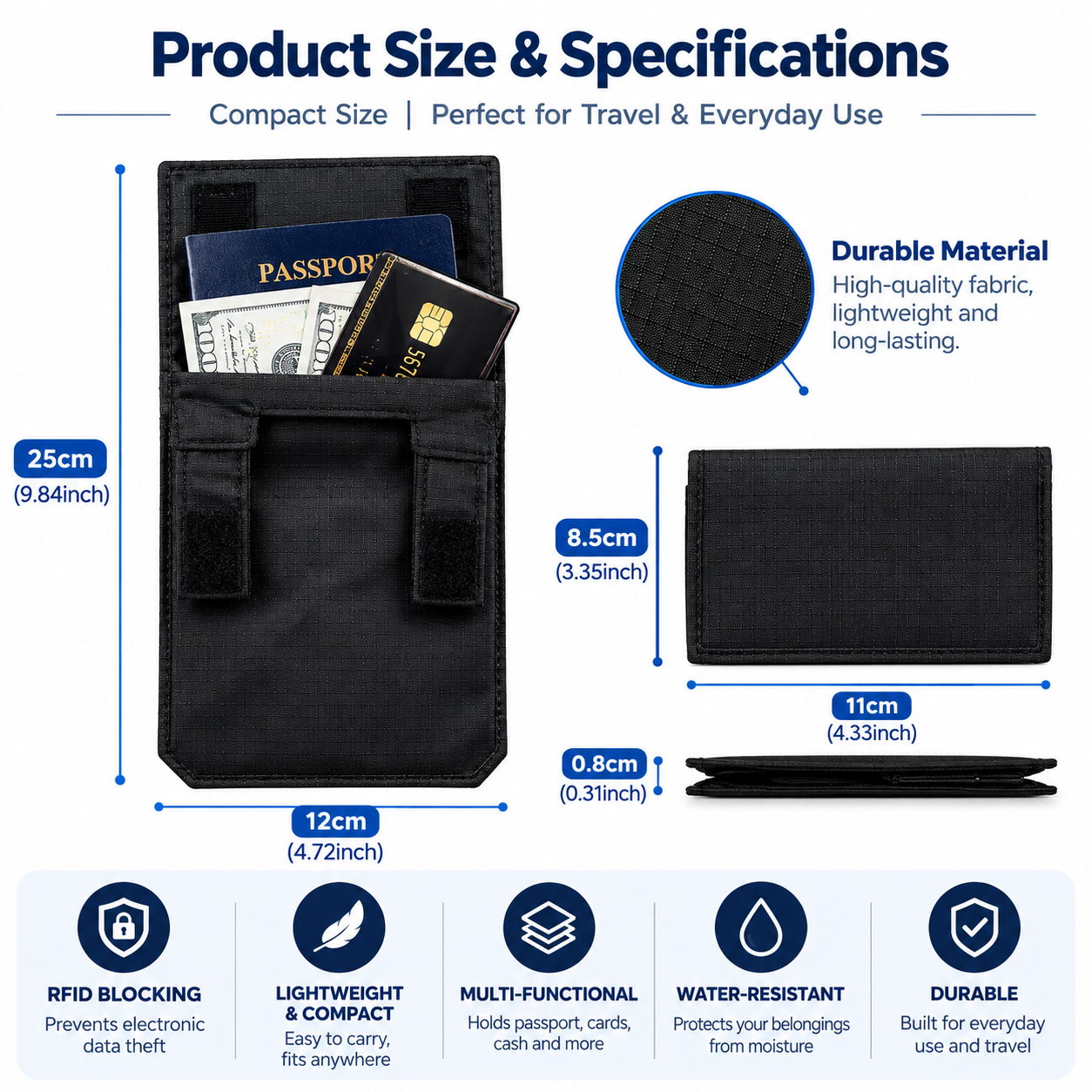 Belt-Worn Multi-Functional Travel Pouch