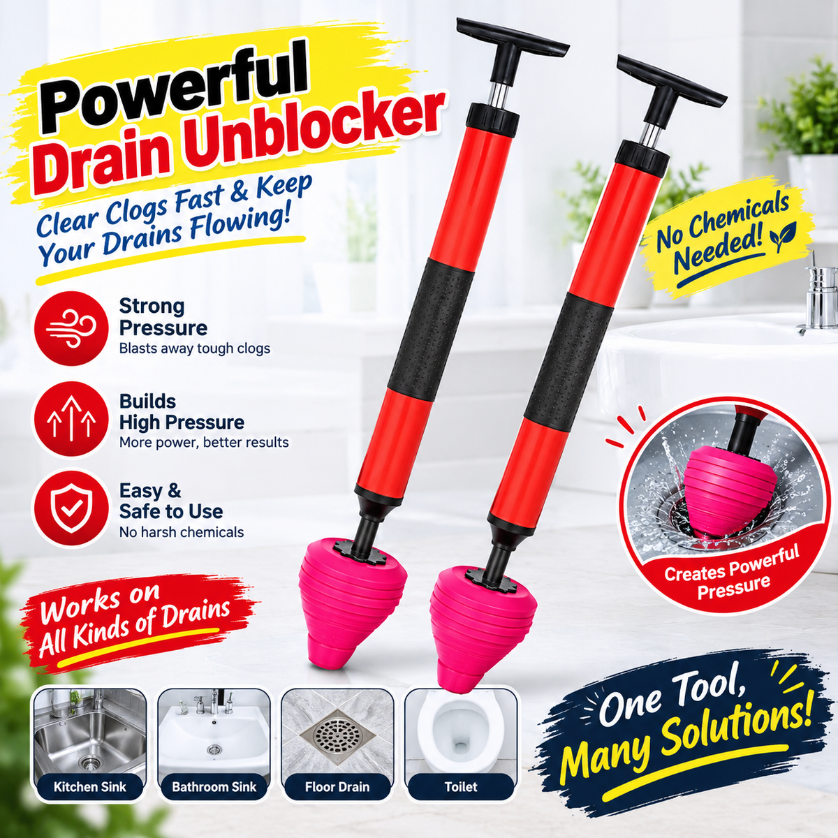 High-Pressure Toilet & Drain Unclogger