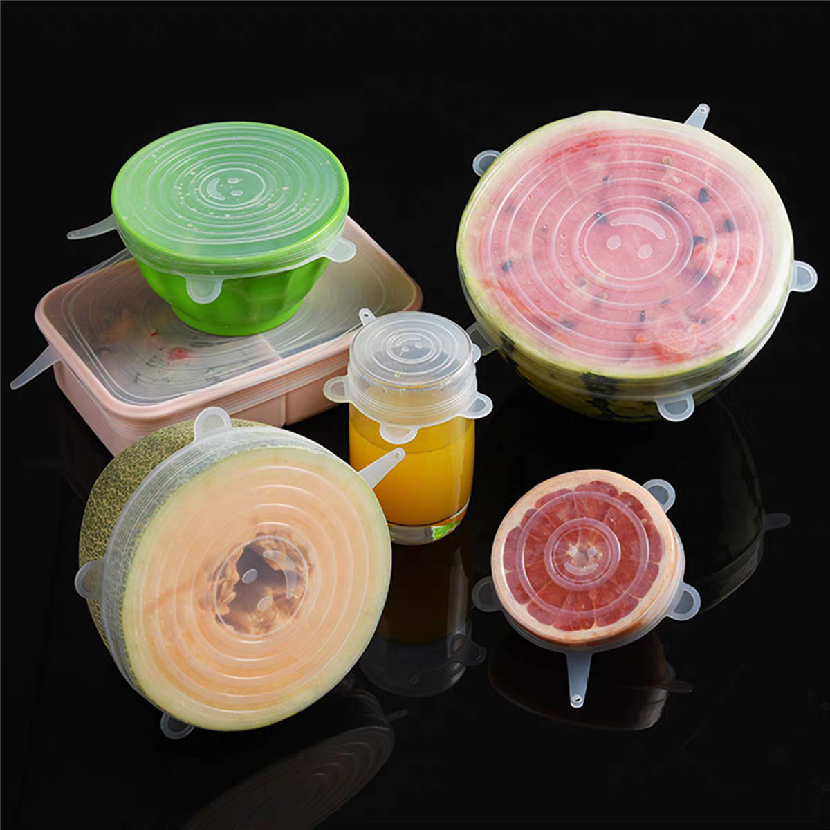 6-Piece Food-Grade Silicone Stretch Lids