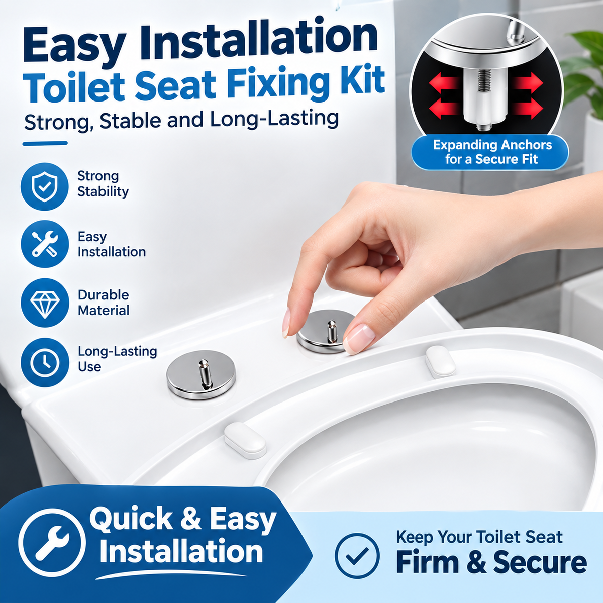 Universal Toilet Seat Fixing Kit – 2PCS