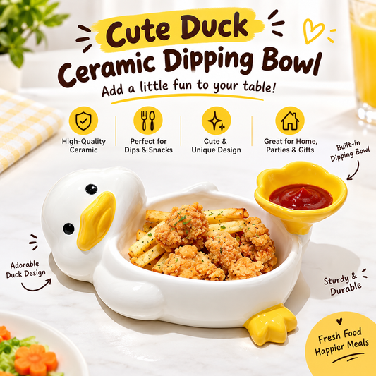 Cute Duck Ceramic Snack & Dipping Bowl