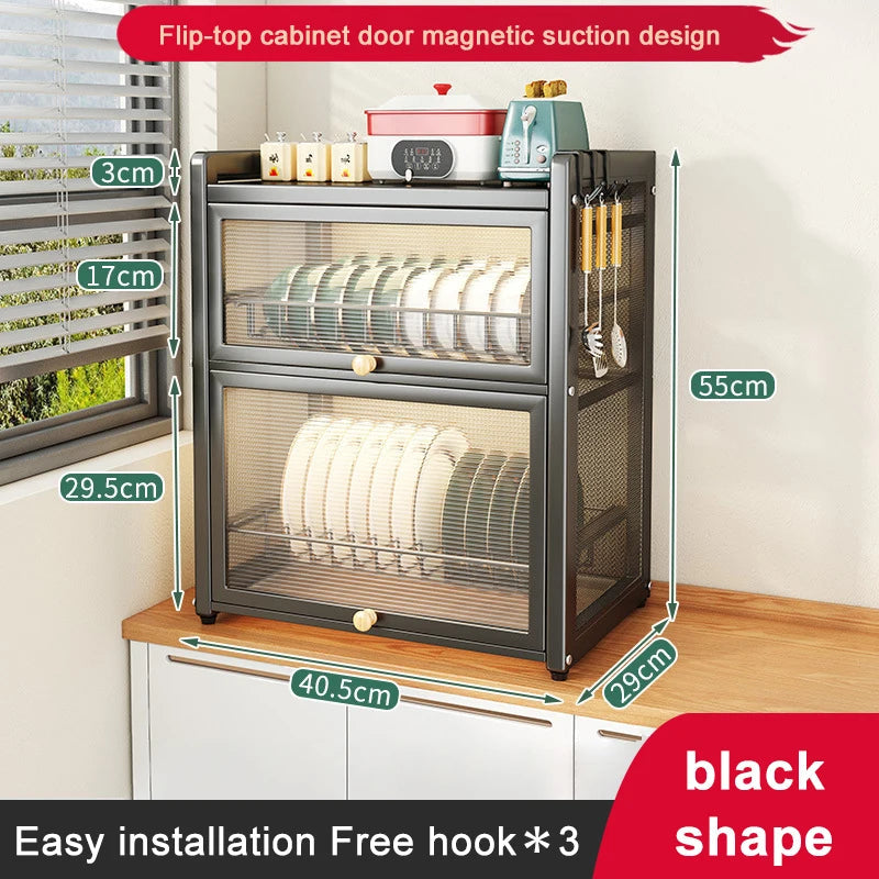 kitchen Household Dustproof 2 layer Shelf Counter Dish Organize
